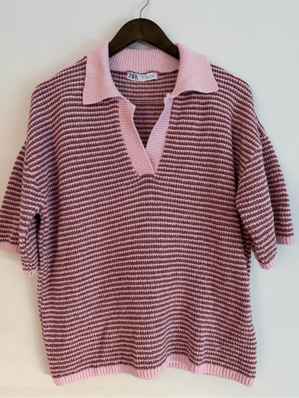 Zara Pink Textured Knit Sweater